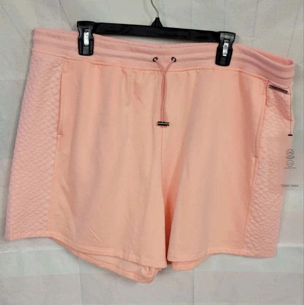 Nine West Active 2X Peach Sherbert Soft Shorts Drawstring Elastic Waist
